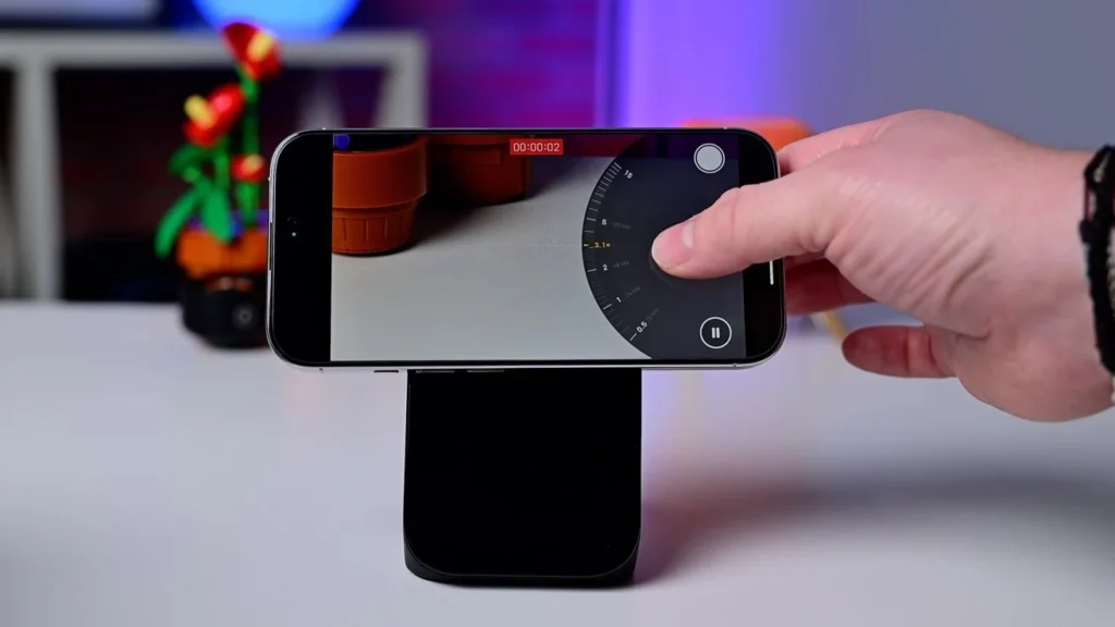 Sliding your finger on the zoom levels opens up an adjustment wheel.